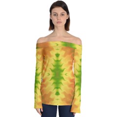 Lemon Lime Tie Dye Off Shoulder Long Sleeve Top by SpinnyChairDesigns