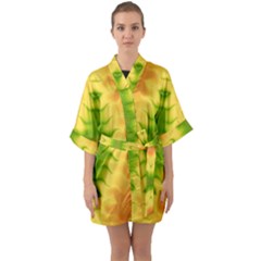 Lemon Lime Tie Dye Half Sleeve Satin Kimono  by SpinnyChairDesigns