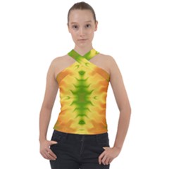 Lemon Lime Tie Dye Cross Neck Velour Top by SpinnyChairDesigns