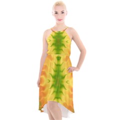 Lemon Lime Tie Dye High-low Halter Chiffon Dress  by SpinnyChairDesigns