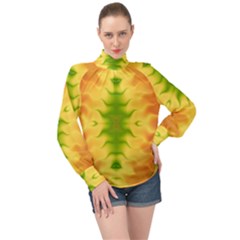 Lemon Lime Tie Dye High Neck Long Sleeve Chiffon Top by SpinnyChairDesigns