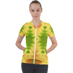 Lemon Lime Tie Dye Short Sleeve Zip Up Jacket by SpinnyChairDesigns