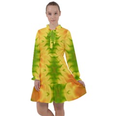 Lemon Lime Tie Dye All Frills Chiffon Dress by SpinnyChairDesigns