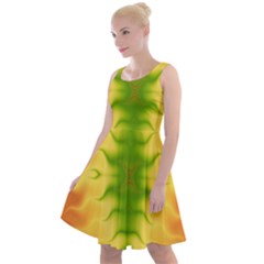 Lemon Lime Tie Dye Knee Length Skater Dress by SpinnyChairDesigns