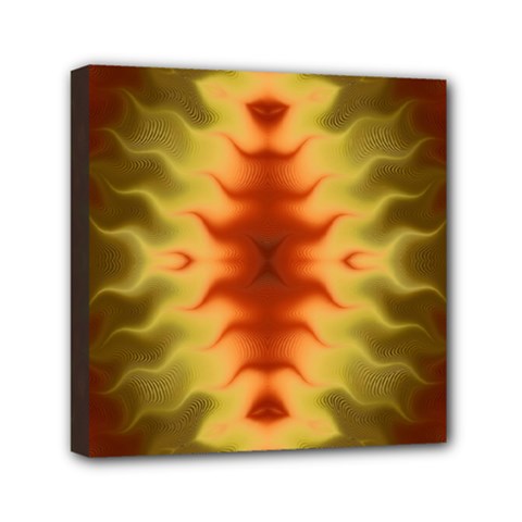 Red Gold Tie Dye Mini Canvas 6  X 6  (stretched) by SpinnyChairDesigns