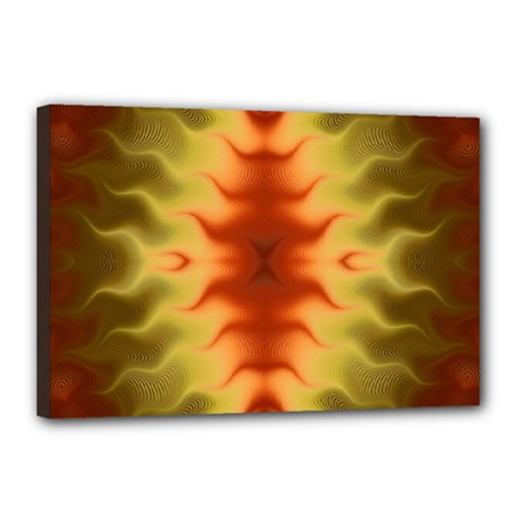 Red Gold Tie Dye Canvas 18  X 12  (stretched) by SpinnyChairDesigns