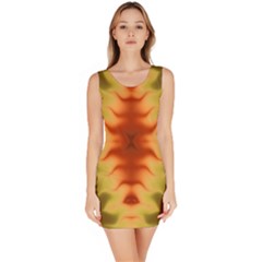 Red Gold Tie Dye Bodycon Dress by SpinnyChairDesigns