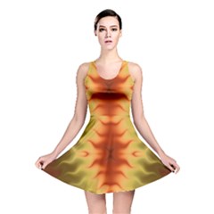 Red Gold Tie Dye Reversible Skater Dress by SpinnyChairDesigns