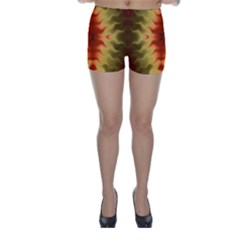 Red Gold Tie Dye Skinny Shorts by SpinnyChairDesigns