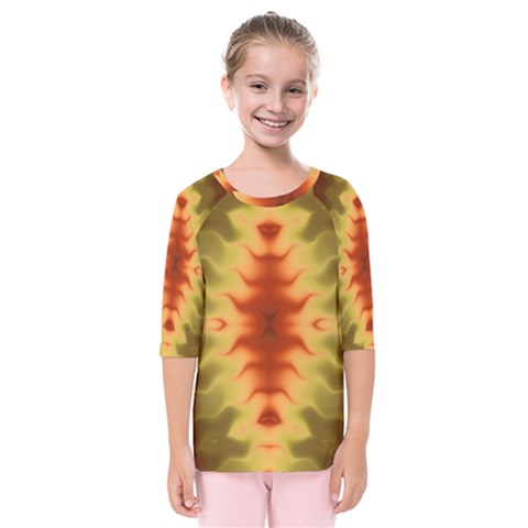 Red Gold Tie Dye Kids  Quarter Sleeve Raglan Tee by SpinnyChairDesigns