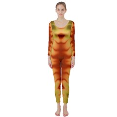 Red Gold Tie Dye Long Sleeve Catsuit by SpinnyChairDesigns