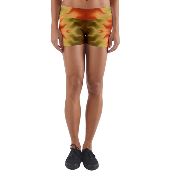 Red Gold Tie Dye Yoga Shorts