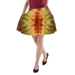 Red Gold Tie Dye A-line Pocket Skirt by SpinnyChairDesigns