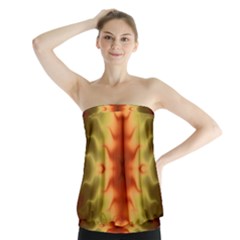 Red Gold Tie Dye Strapless Top by SpinnyChairDesigns