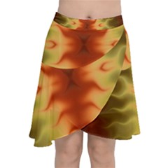 Red Gold Tie Dye Chiffon Wrap Front Skirt by SpinnyChairDesigns