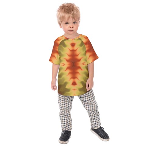 Red Gold Tie Dye Kids  Raglan Tee by SpinnyChairDesigns