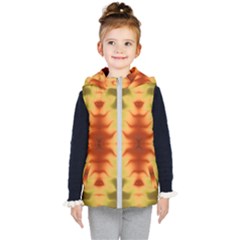 Red Gold Tie Dye Kids  Hooded Puffer Vest by SpinnyChairDesigns