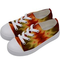 Red Gold Tie Dye Kids  Low Top Canvas Sneakers by SpinnyChairDesigns