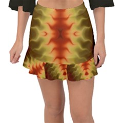 Red Gold Tie Dye Fishtail Mini Chiffon Skirt by SpinnyChairDesigns