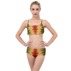 Red Gold Tie Dye Layered Top Bikini Set by SpinnyChairDesigns