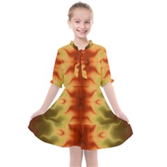 Red Gold Tie Dye Kids  All Frills Chiffon Dress by SpinnyChairDesigns