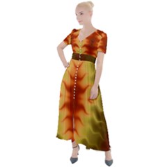 Red Gold Tie Dye Button Up Short Sleeve Maxi Dress by SpinnyChairDesigns