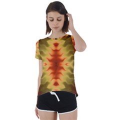 Red Gold Tie Dye Short Sleeve Foldover Tee