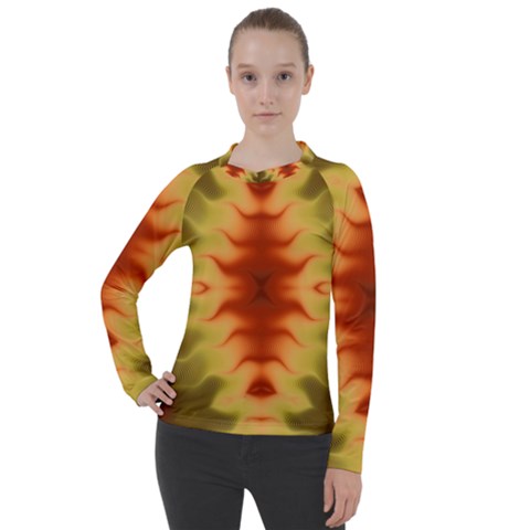 Red Gold Tie Dye Women s Pique Long Sleeve Tee by SpinnyChairDesigns