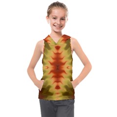 Red Gold Tie Dye Kids  Sleeveless Hoodie by SpinnyChairDesigns