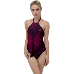 Black Red Tie Dye Pattern Go With The Flow One Piece Swimsuit by SpinnyChairDesigns