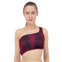 Black Red Tie Dye Pattern Spliced Up Bikini Top  View1