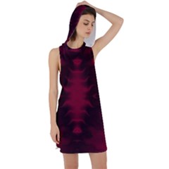 Black Red Tie Dye Pattern Racer Back Hoodie Dress by SpinnyChairDesigns