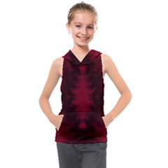 Black Red Tie Dye Pattern Kids  Sleeveless Hoodie by SpinnyChairDesigns