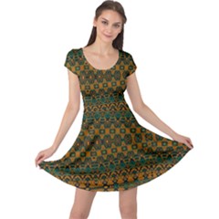 Boho Rustic Green Cap Sleeve Dress by SpinnyChairDesigns