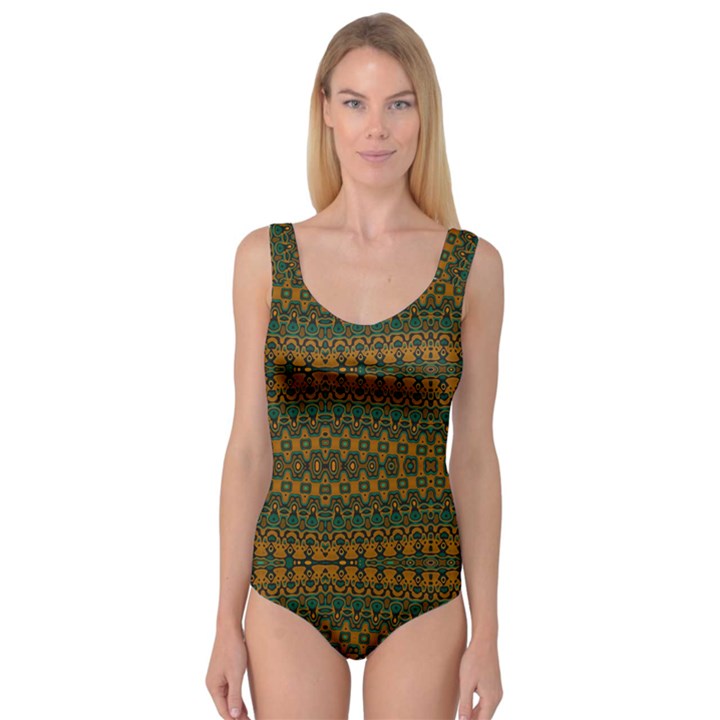 Boho Rustic Green Princess Tank Leotard 