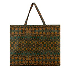 Boho Rustic Green Zipper Large Tote Bag by SpinnyChairDesigns