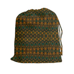 Boho Rustic Green Drawstring Pouch (2xl) by SpinnyChairDesigns