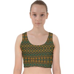 Boho Rustic Green Velvet Racer Back Crop Top by SpinnyChairDesigns