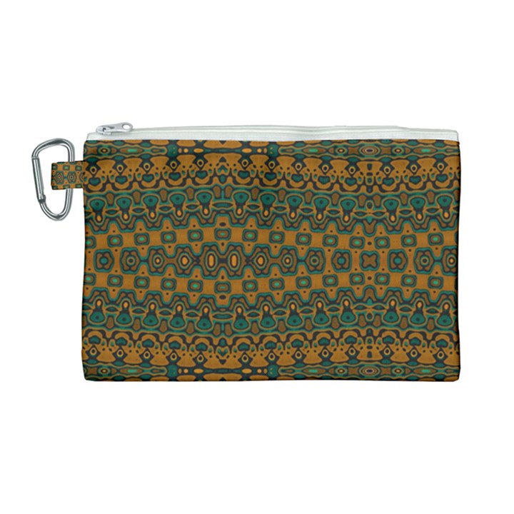 Boho Rustic Green Canvas Cosmetic Bag (Large)