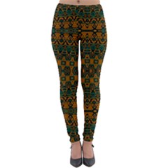 Boho Rustic Green Lightweight Velour Leggings by SpinnyChairDesigns