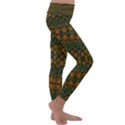 Boho Rustic Green Kids  Lightweight Velour Classic Yoga Leggings View3