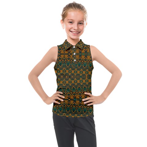 Boho Rustic Green Kids  Sleeveless Polo Tee by SpinnyChairDesigns