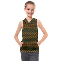 Boho Rustic Green Kids  Sleeveless Hoodie by SpinnyChairDesigns