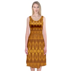 Boho Honey Gold Midi Sleeveless Dress by SpinnyChairDesigns