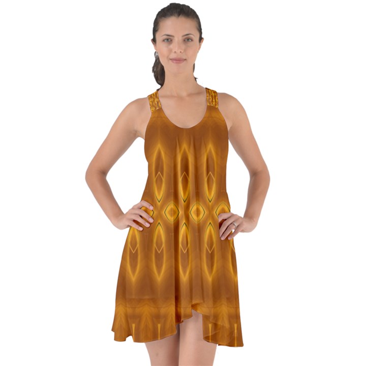 Boho Honey Gold Show Some Back Chiffon Dress