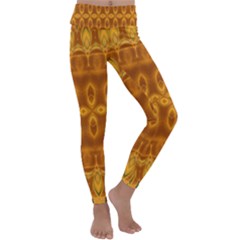 Boho Honey Gold Kids  Lightweight Velour Classic Yoga Leggings by SpinnyChairDesigns