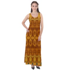 Boho Honey Gold Sleeveless Velour Maxi Dress by SpinnyChairDesigns