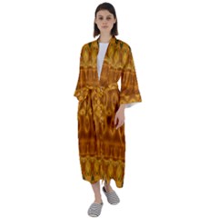 Boho Honey Gold Maxi Satin Kimono