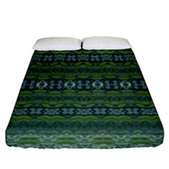 Boho Forest Green  Fitted Sheet (king Size) by SpinnyChairDesigns