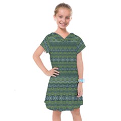 Boho Forest Green  Kids  Drop Waist Dress by SpinnyChairDesigns